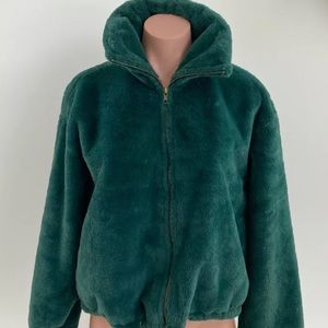 VS pink faux fur crop full zip jacket